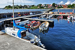 Arnager harbour and pier.