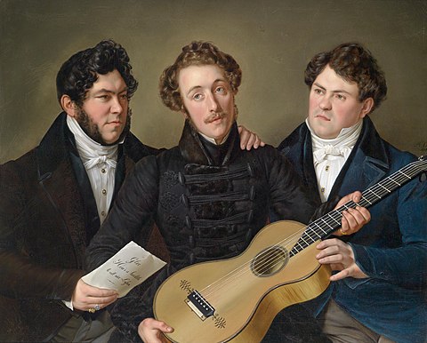 "Tre amici", olio di Benjamin Heinrich Orth (1835)