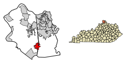 Location of Walton in Boone County, Kentucky.