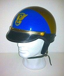 California Highway Patrol, "CHiPs" era, motor officer helmet CHP 70's helmet.jpg