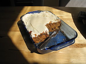Carrot cake in pan