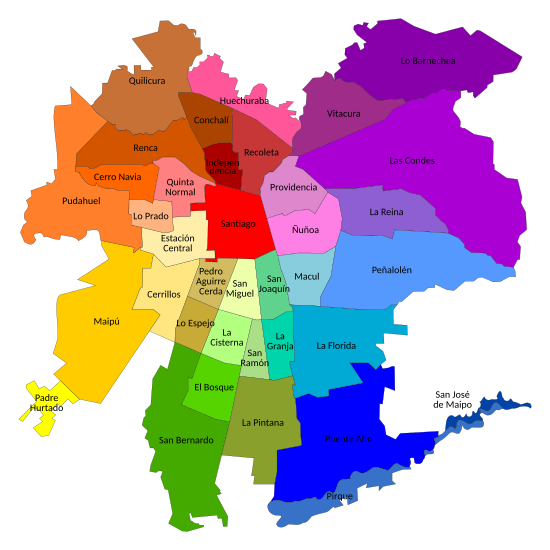 Карта коммуны Сантьяго