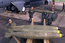 Crew members loading Mark 82 bombs onto a B-52 Defense.gov News Photo 990504-F-1312M-001.jpg