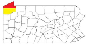 Map of the Erie-Meadville, PA Combined Statistical Area (CSA), composed of the following parts:
.mw-parser-output .legend{page-break-inside:avoid;break-inside:avoid-column}.mw-parser-output .legend-color{display:inline-block;min-width:1.25em;height:1.25em;line-height:1.25;margin:1px 0;text-align:center;border:1px solid black;background-color:transparent;color:black}.mw-parser-output .legend-text{}
Erie, PA Metropolitan Statistical Area
Meadville, PA Micropolitan Statistical Area Erie-Meadville, PA CSA 2014.jpg