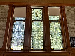 Frank Lloyd Wright designed windows in the music room of the Joslyn Castle