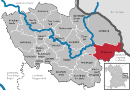 Läget för Frauenau i Landkreis Regen