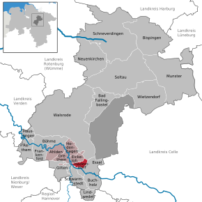 Poziția Hademstorf pe harta districtului Heidekreis