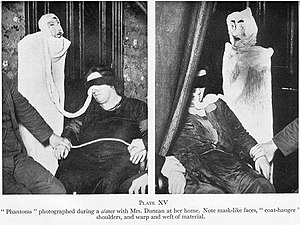 Helen Duncan was well known for using dolls and other props as ectoplasm in her seances. Helen Duncan fake ectoplasm.jpg