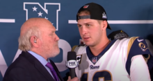 Bradshaw interviewed Jared Goff after the 2018 NFC Championship Game. Jared Goff.png