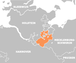 Geografisk placering af Hertugdømmet Sachsen-Lauenborg