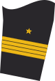 Dienstgradabzeichen eines Kapitän zur See (Truppendienst oder militäfachlicher Dienst) auf dem Unterärmel der Jacke des Dienstanzuges für Marineuniformträger