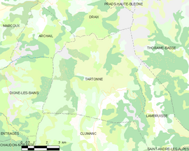 Mapa obce Tartonne