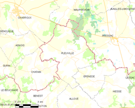 Mapa obce Pleuville