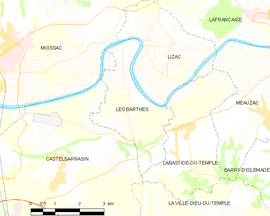 Mapa obce Les Barthes