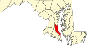 Map of Maryland highlighting Calvert County.svg