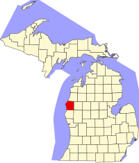 メイソン郡の位置を示したミシガン州の地図