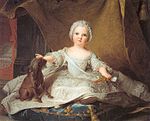 Portræt af prinsesse Marie Zéphyrine af Frankrig (1750-1755) med sin hund i løveklip