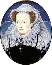 Mary Queen of Scotts (c. 1578), by Nicholas Hilliard, depicts Queen Mary in captivity. She was a regular topic of 19th century European opera. Mary Queen of Scots by Nicholas Hilliard 1578.jpg