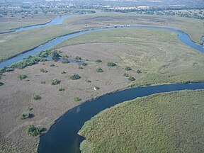 Die Okavangorivierdelta.