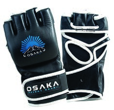 MMA gloves. They are fingerless gloves which allow both striking and grappling to occur. Osaka Fight Gear Pro MMA Gloves.jpg