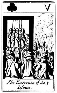 The execution of the five Jesuits Popish Plot Playcard8.jpg