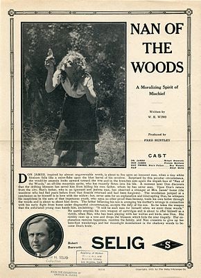 Description de l'image Release flier for NAN OF THE WOODS, 1913.jpg.
