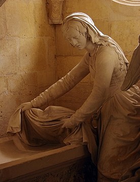 Salomé prepares Jesus' tomb. Part of the Saint Mihiel "mise au tombeau".