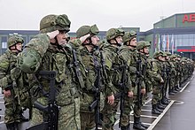 Mobilized Russian troops at a training facility on 1 October 2022 Sergey Shoigu (2022-10-01) 05.jpg