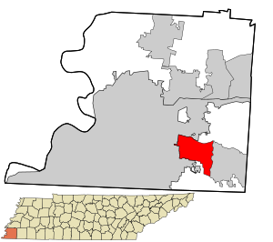 Location in Shelby County and state of تنسی ایالتی.