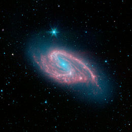 A Spitzer űrtávcső infravörös képe a Messier 66-ról