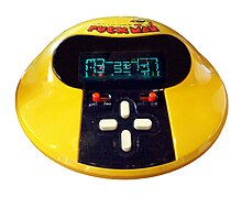 A handheld variant of Pac-Man from 1981. It was sold as Puck Man in Japan, the Japanese name of the game, on other markets as Pac-Man, Pac Man or Munchman (UK). TOMY LSI PACMAN handheld electronic game.jpg