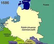 Poljsko-litovska Republika obeh narodov leta 1686 pred podpisom sporazuma.