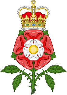 A royally crowned Tudor rose Tudor Rose Royal Badge of England.svg