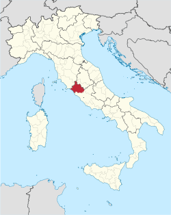 Map highlighting the location of the province of Viterbo in Italy