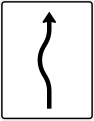 Zeichen 513-10 Verschwenkungstafel; Darstellung ohne Gegenverkehr: einstreifig nach links und zurück