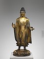 • Bouddha Maitreya (彌勒佛 Mílèfó). • Époque: Dynastie Wei du Nord, fin du Ve siècle. • Bronze doré (pièce moulée), avec traces de pigments. • Hauteur: 140,3 cm. • Metropolitan Museum of Art, New-York.