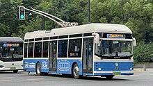 The Shanghai Trolleybus network is currently the oldest in the world. Hu A57050D 20.jpg