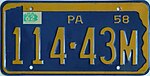 Номерной знак Пенсильвании 1958 года 114-43M.jpg