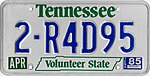 Номерной знак штата Теннесси 1985 года 2-R4D95.jpg