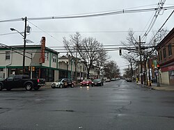 View north along Brunswick Avenue (U.S. Route 206) at Olden Avenue in Top Road