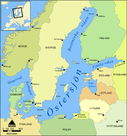 Politisk karta över Östersjöområdet