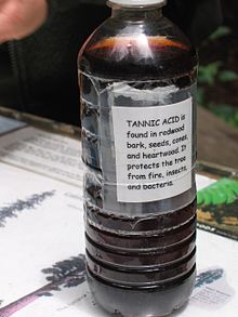 A bottle of tannic acid (water solution) from the redwood tree. Bottle of tannic acid.jpg