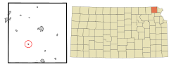 Location of Powhattan, Kansas