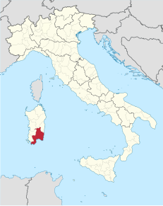 Poziția regiunii Città metropolitana di Cagliari