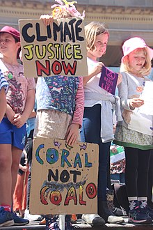 Coal policy is controversial Climate justice Now - Coral not coal - Climate crisis rally Melbourne - IMG 7610 (49568777536).jpg
