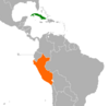 Location map for Cuba and Peru.