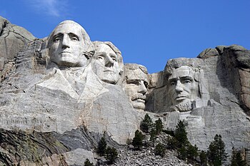 The Mount Rushmore Monument as seen from the v...
