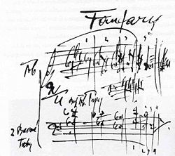 Leošem Janáčkem zapsaná partitura orchestrální skladby Sinfonietta