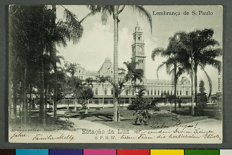 Lembrança de São Paulo - estação da Luz - S.P.R.W, Guilherme Gaensly.