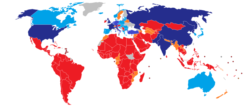 Vaizdas:ICAN Humanitarian Pledge or nuclear arsenal world map.png